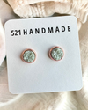 Sage Green Druzy Stud Earrings