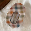 Retro Floral Print Plaid Oval Hair Claw MK2PPM6W6HCP276