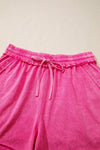 Mineral Washed Drawstring Waist Raw Cut Shorts