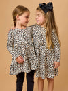 Girls Classic Leopard Knit Ruffle Tiered Tunic Top