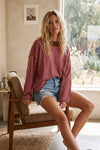 Oversized Contrast Trim Striped Top