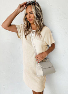  Summer Casual T-shirt Short-sleeved Dress (With Pockets)