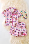Girls Swif*e Cute Pink Button-up Pajama Short Set. PJG50105 AMY