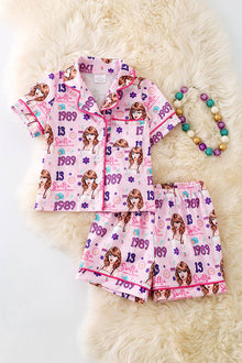  Swif*e cute pink button up pajama short set. PJG50105 AMY