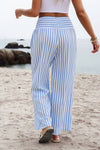 Coastal Vertical Striped Smocked Wide-Leg Pants