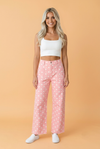 PRETTY BASH Polka Dot Denim Raw Hem Barrel Jeans
