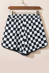 Checkered Drawstring Elastic Waist Shorts