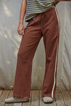 L8552 | Knit Cotton French Terry Side Contrast Trim Pants