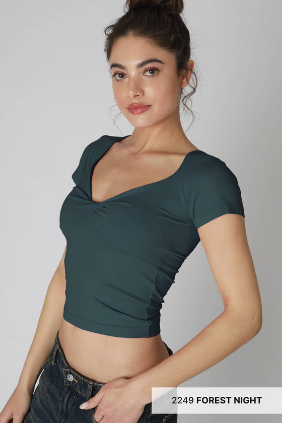 NS8386 - Double Twist Short Sleeve Top