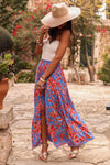Bohemian Floral Print Tiered Maxi Skirt