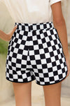 Checkered Drawstring Elastic Waist Shorts