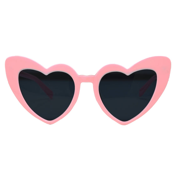 Heart Shaped Sunglasses - Pink Frames/Smoke Lenses