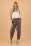 PRETTY BASH Mineral Wash Elastic Waist Barrel Leg Pants