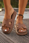 Cutout Design Open Toe Platform Slides