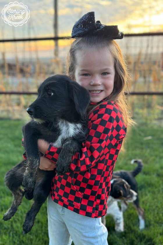 Girls Mini Pep Rally Pullover - Red & Black