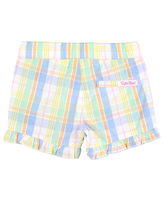 Toddler Girls Clubhouse Plaid Ruffle Trim Woven Shorts