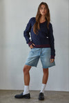W2136T2 | Knit Cable Sweater V-Neck Long Sleeve Pullover Top