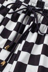 Checkered Drawstring Elastic Waist Shorts