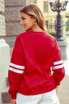 Trim GAME DAY Letter Graphic Oversized Varsity Sweatshirt
