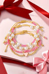 Pearl Golden Beads Adjustable String 4pcs Bracelet Set