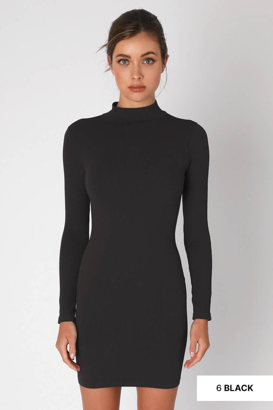 Mock Neck Long Sleeve Dress