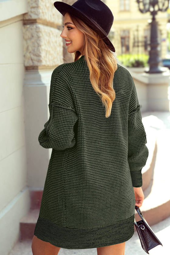 Plaid Knitted Long Open Front Cardigan - 8 Colors