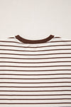 Stripe Ribbed Round Neck Trim Loose Top
