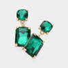 Square Rectangle Glass Stone Link Dangle Evening Earrings