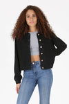 WASHED DENIM TENCEL BUTTON- FRONT JACKET