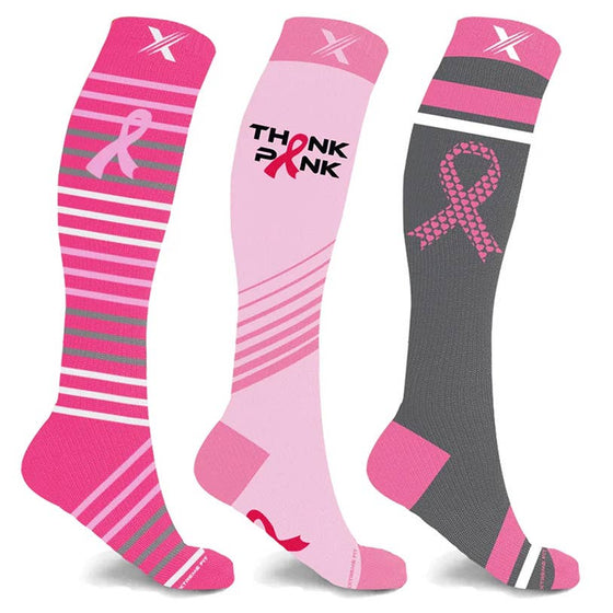 24-PAIRS BREAST CANCER AWARENESS SOCKS WITH FREE DISPLAY