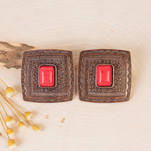  Western Earrings - Red & Copper