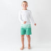 Boys Ocean Teal Stripe Swim Trunks