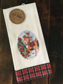  Christmas Reindeer Tea Towel