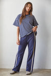 L8552 | Knit Cotton French Terry Side Contrast Trim Pants