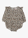 Baby Girls Classic Leopard Knit Long Sleeve Flutter Bubble Romper
