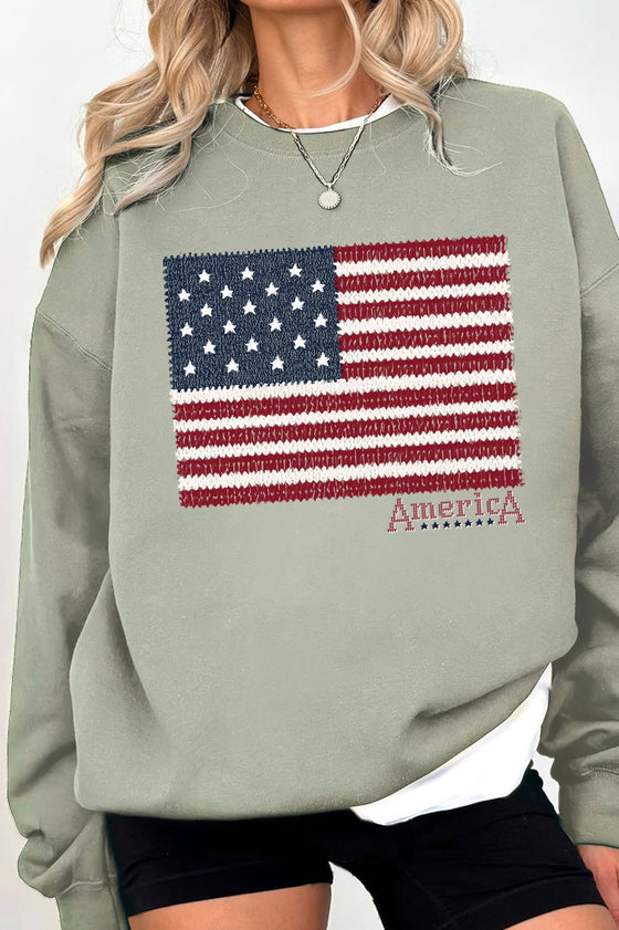 AMERICAN FLAG GRAPHIC BRUSHED SWEATSHIRTS