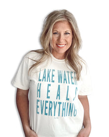  LAKE WATER HEALS EVERYTHING Cropped Tee