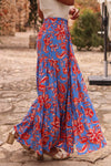 Bohemian Floral Print Tiered Maxi Skirt