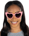 Heart Shaped Sunglasses - Pink Frames/Smoke Lenses