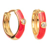 Red Team Color Huggie Hoop Earrings on Pennant Flag