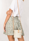 Elastic waist tiered floral mini skirt