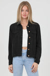 WASHED DENIM TENCEL BUTTON- FRONT JACKET