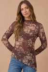 Floral Asymmetrical Frilled Hem Mesh Top