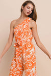 ONE SHOULDER PRINTED JUMPSUIT