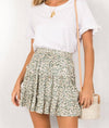 Elastic waist tiered floral mini skirt