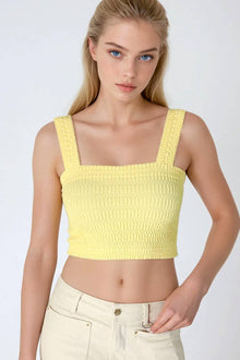  NS8255 - Shirred Square Neck Crop Top