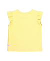 Girls Banana Yellow Rib Knit Flutter Sleeve Top