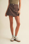 A-Line Garment-Dyed Denim Skort
