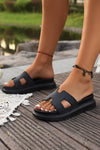 Cutout Design Open Toe Platform Slides