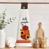 Give Thanks With A Grateful Heart Message Pumpkin Cornucopia Button Loop Hanging Kitchen Towel
